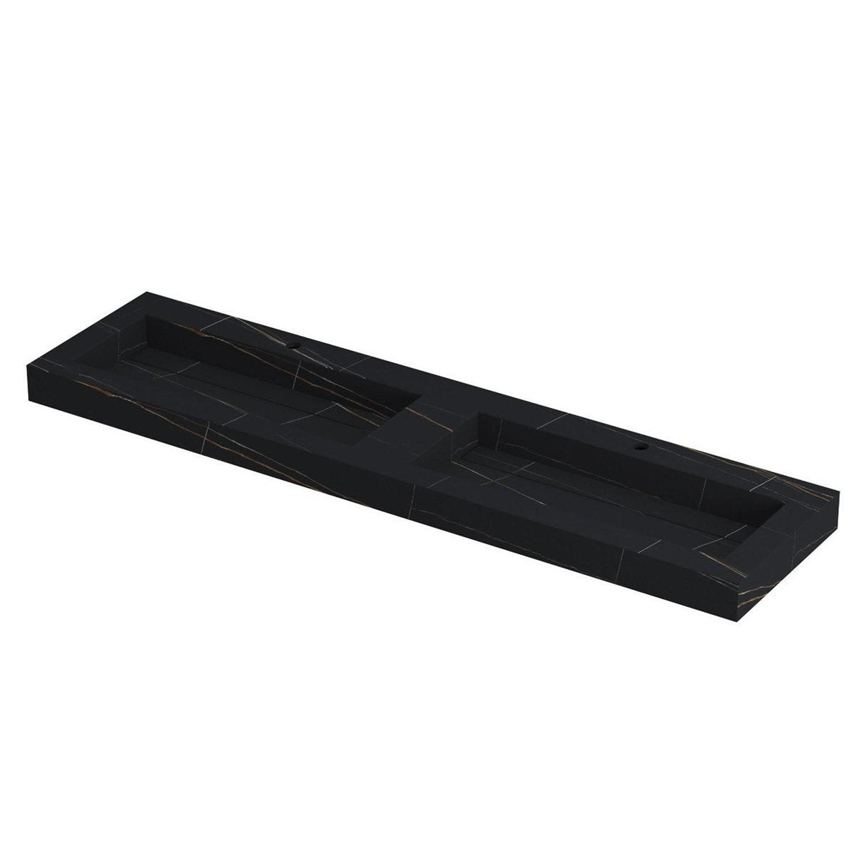 Ink Pitch meubelwastafel 180x45cm keramische slab - dubbel - 2 kraangaten - lauren black mat