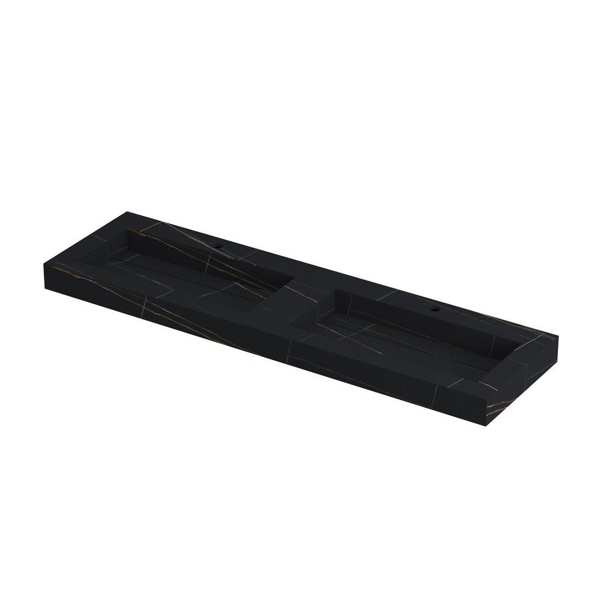 Ink Pitch meubelwastafel 160x45cm keramische slab - dubbel - 2 kraangaten - lauren black mat