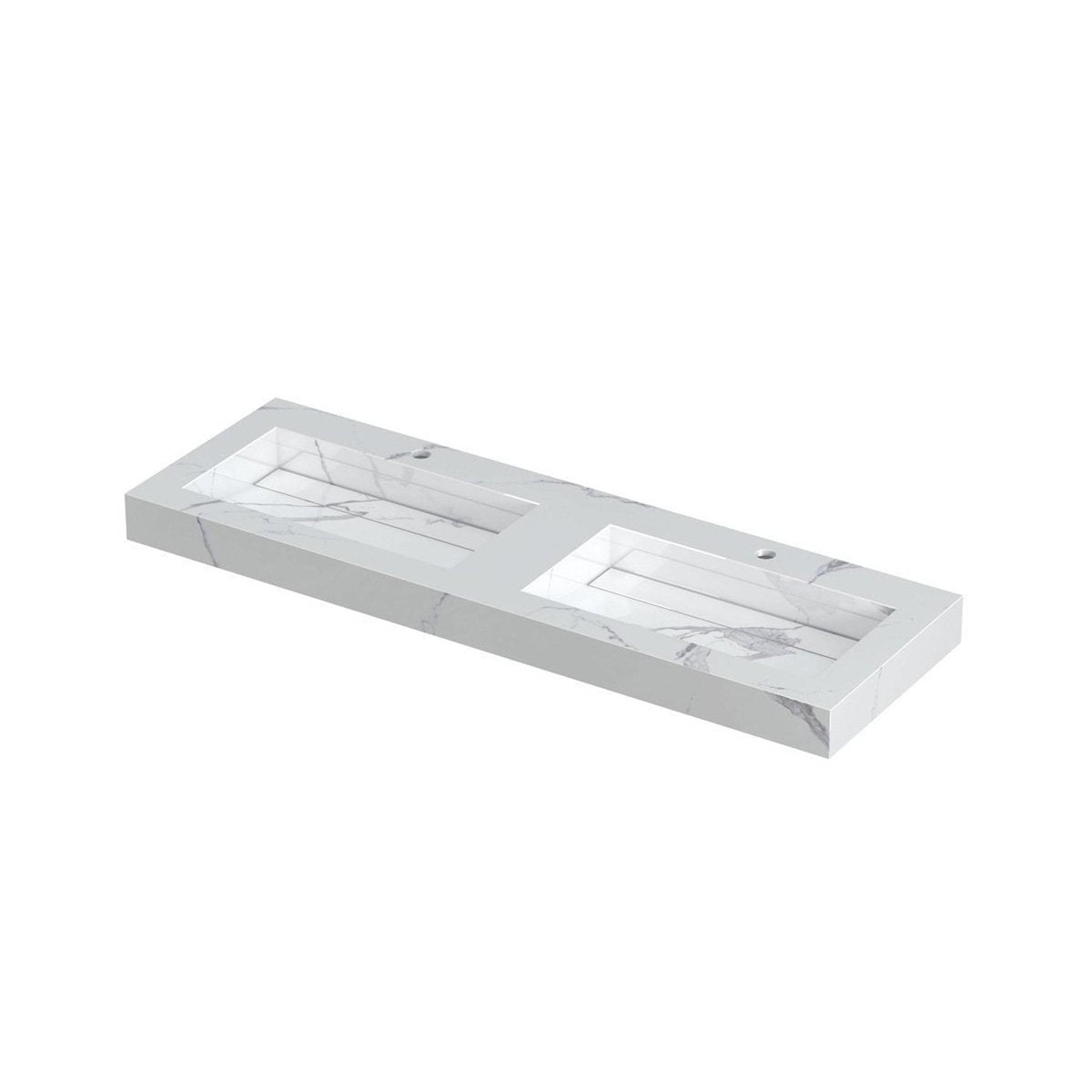 Ink Pitch meubelwastafel 140x45cm keramische slab - dubbel - 2 kraangaten - statuario glans