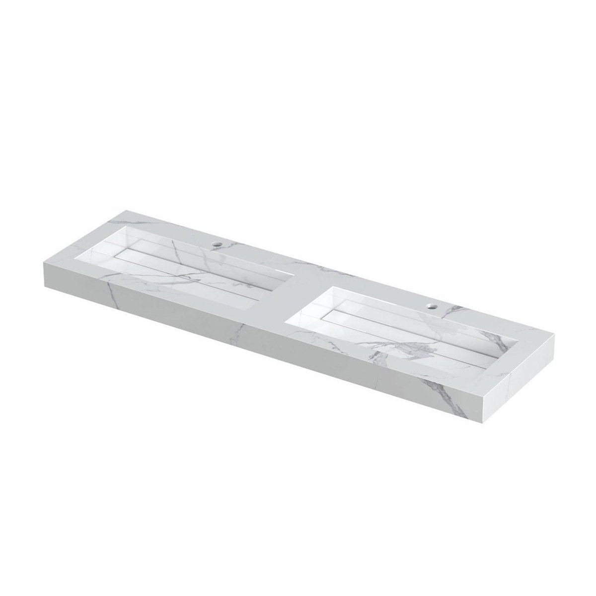 Ink Pitch meubelwastafel 160x45cm keramische slab - dubbel - 2 kraangaten - statuario glans