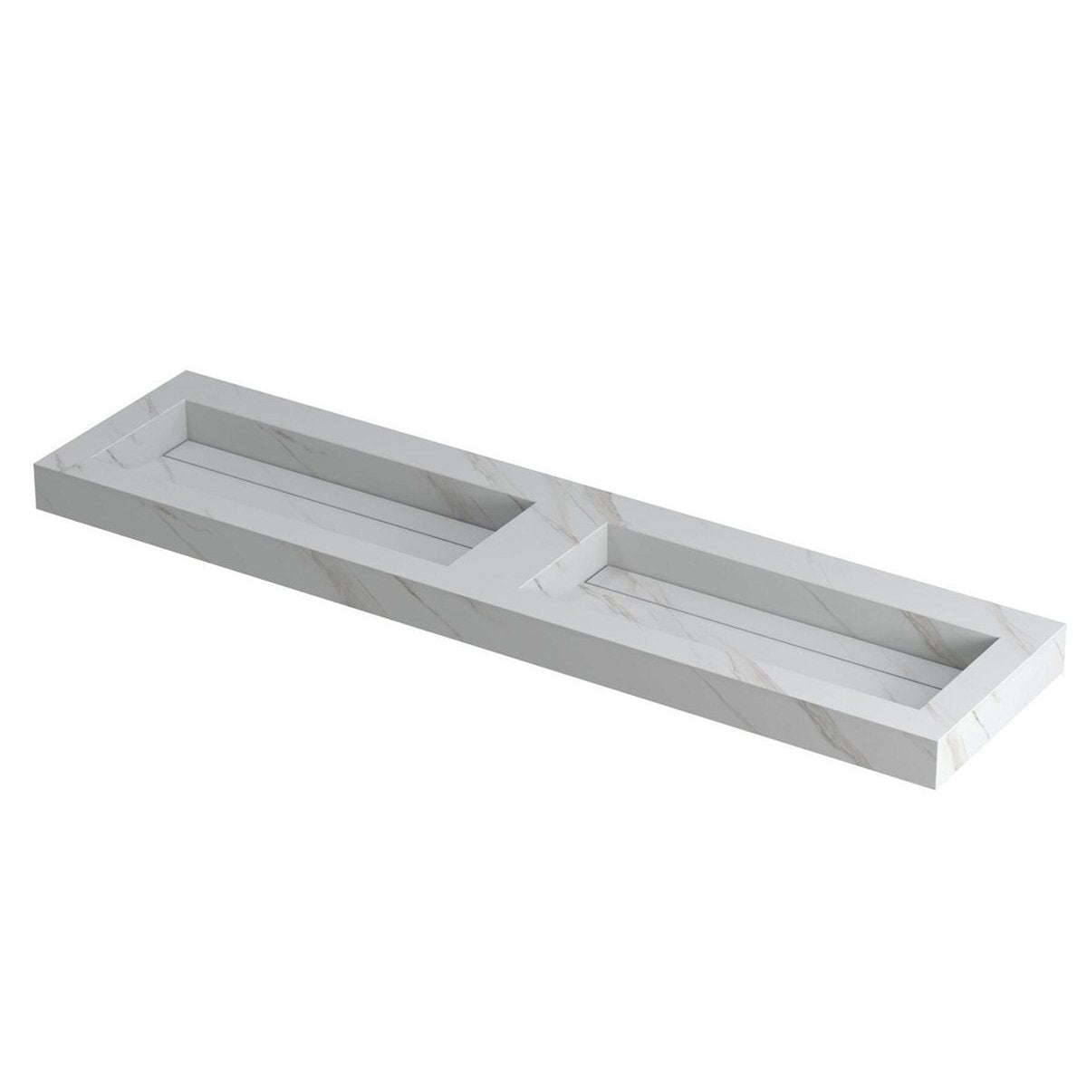 Ink Pitch meubelwastafel 180x45cm keramische slab - dubbel - zonder kraangaten - calacatta mat