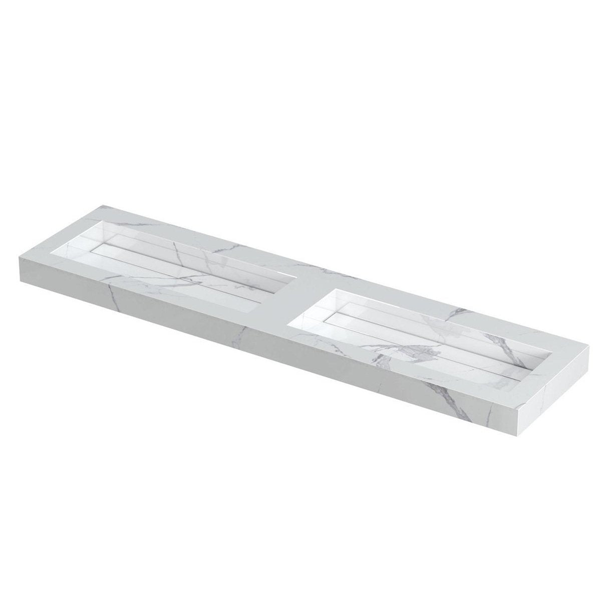 Ink Pitch meubelwastafel 180x45cm keramische slab - dubbel - zonder kraangaten - statuario glans