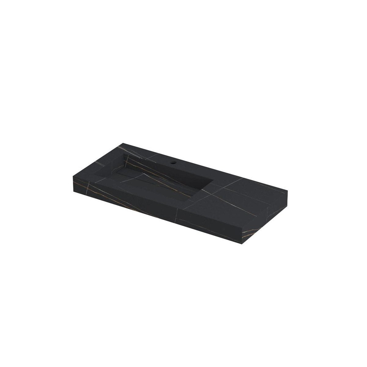 Ink Pitch meubelwastafel 100x45cm keramische slab - links - 1 kraangat - lauren black mat