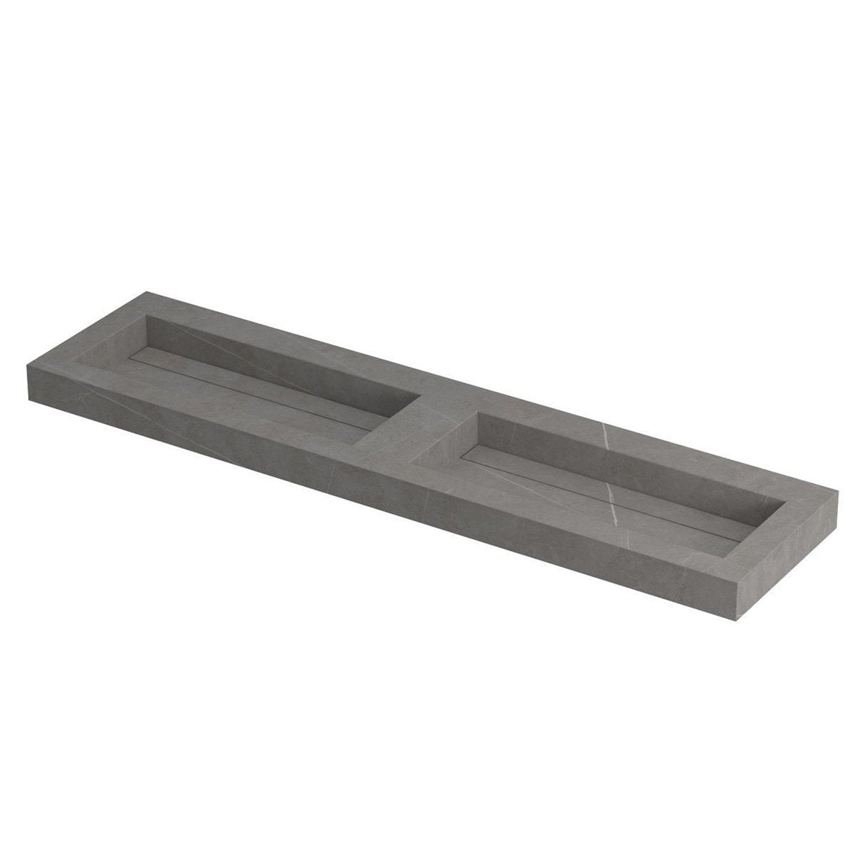Ink Pitch meubelwastafel 180x45cm keramische slab - dubbel - zonder kraangaten - armani grey mat