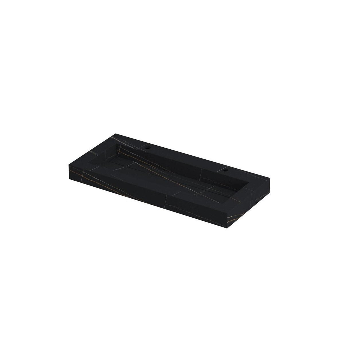 Ink Pitch meubelwastafel 100x45cm keramische slab - centraal - 2 kraangaten - lauren black mat
