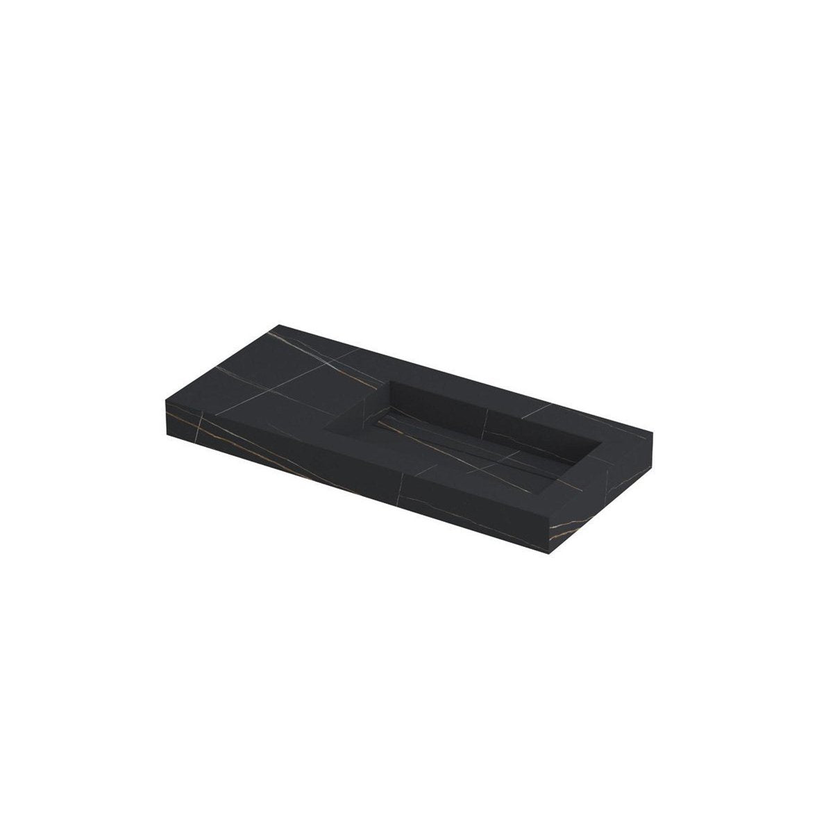 Ink Pitch meubelwastafel 100x45cm keramische slab - rechts - zonder kraangat - lauren black mat