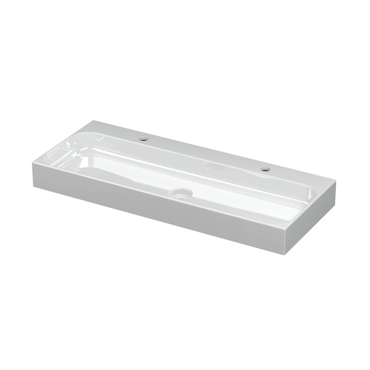 Ink Unit wastafel 100x40cm keramiek - 2 kraangaten - glans wit