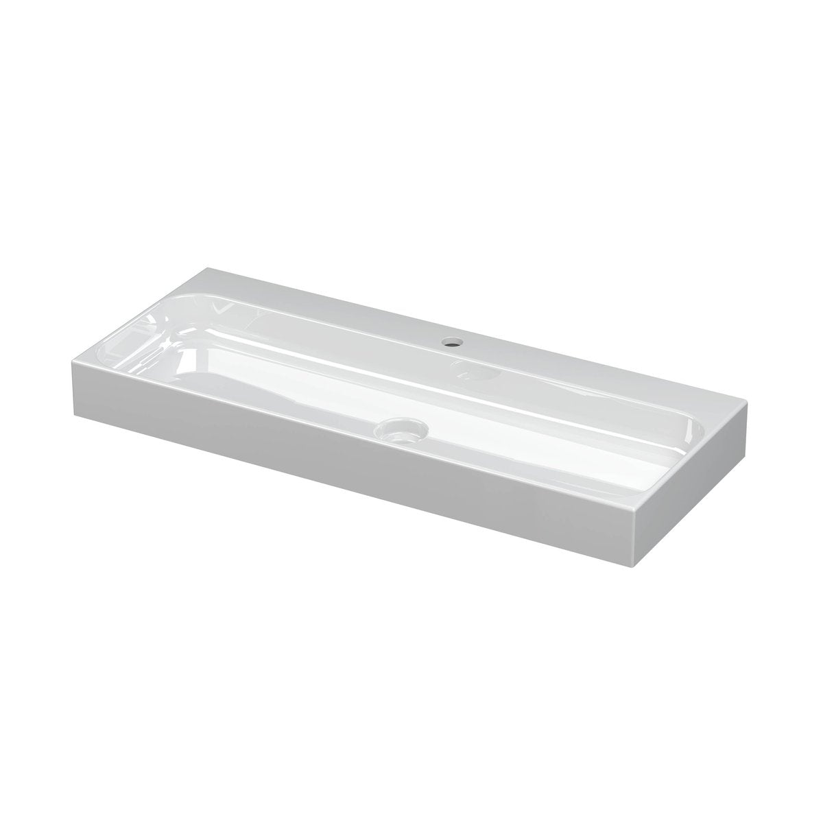Ink Unit wastafel 100x40cm keramiek - 1 kraangat - glans wit