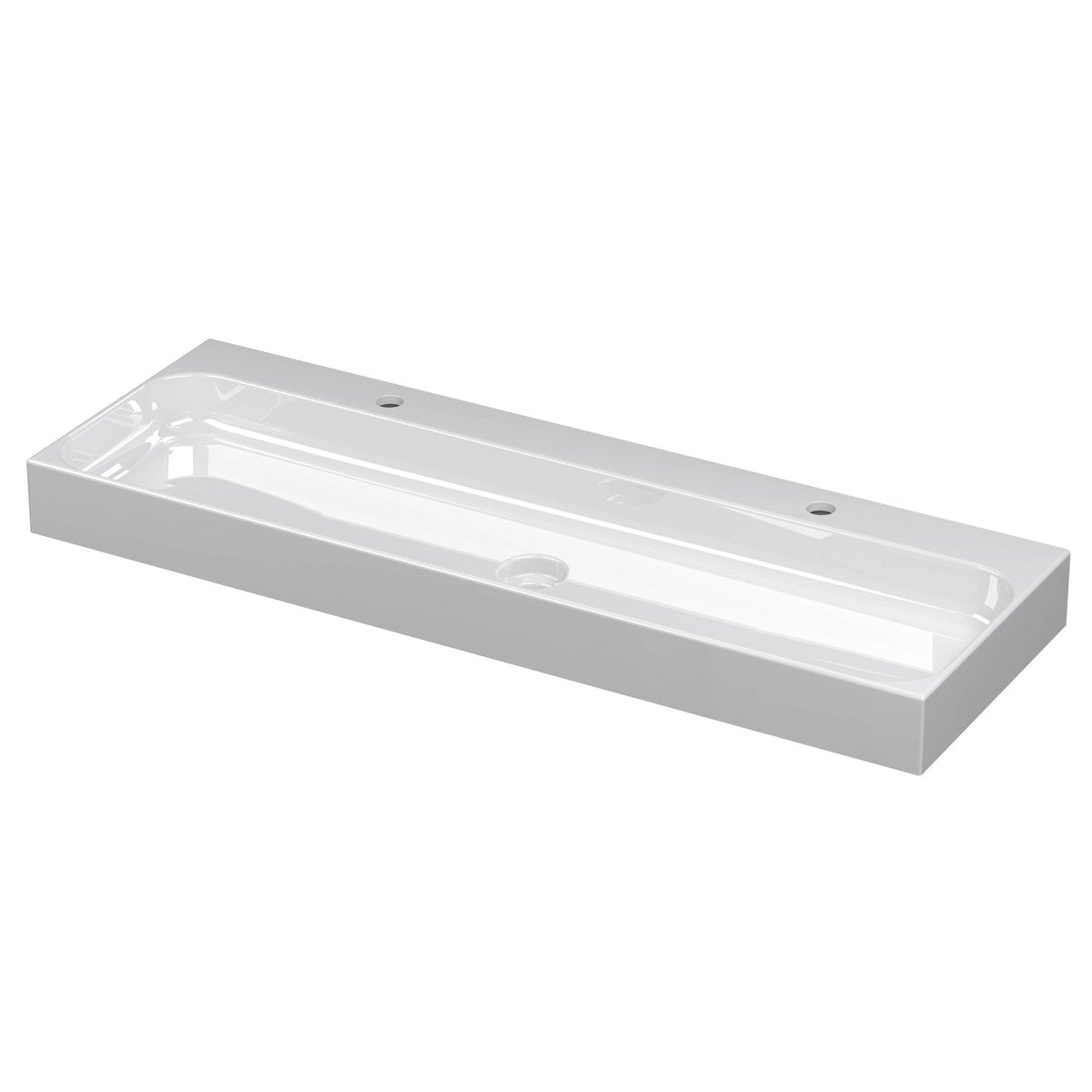 Ink Unit wastafel 120x40cm keramiek - 2 kraangaten - glans wit