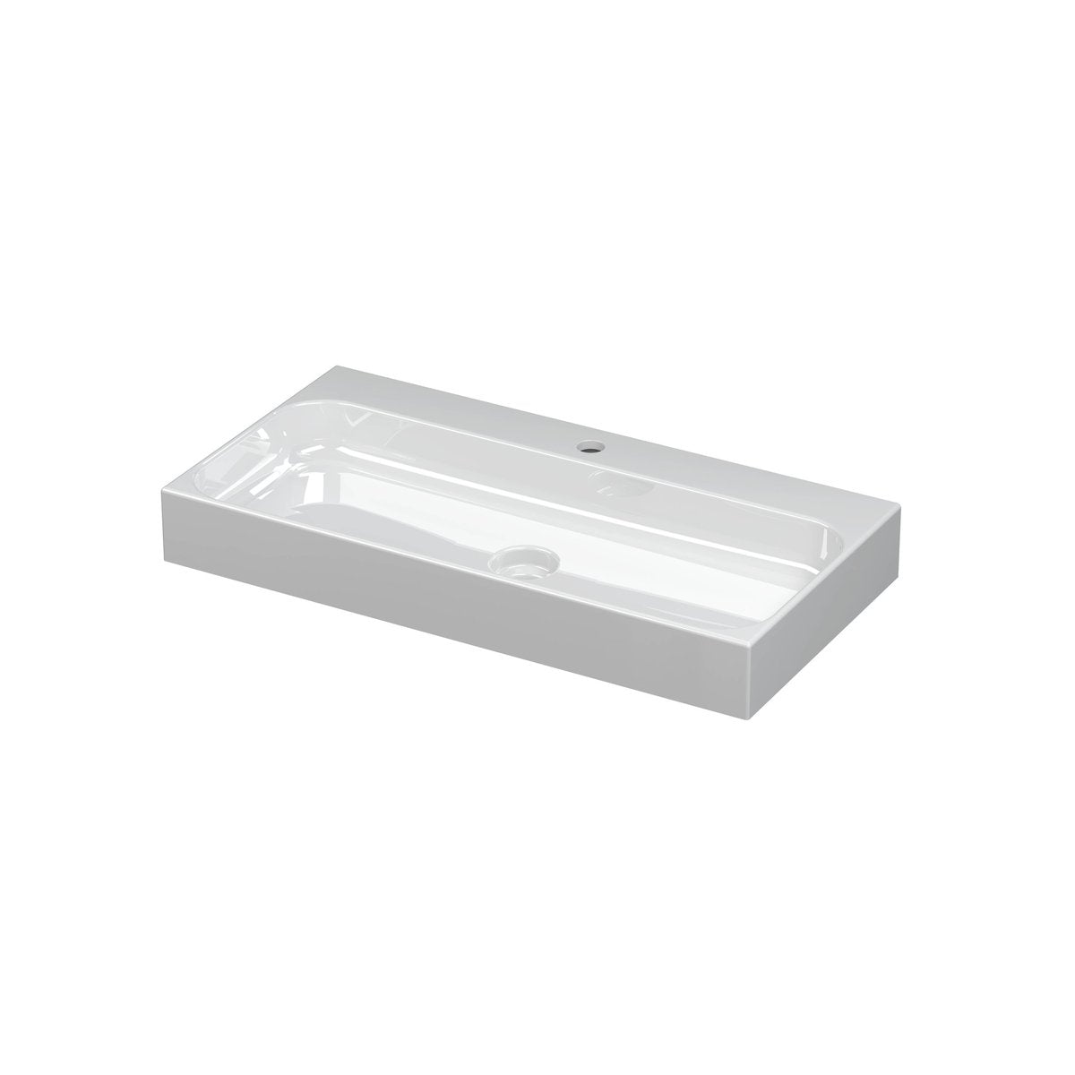 Ink Unit wastafel 80x40cm keramiek - 1 kraangat - glans wit