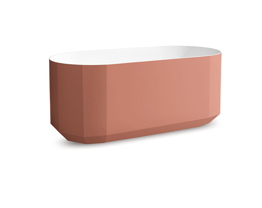 JEE-O Bloom vrijstaand bad mat wit buitenkant terra roze - SBM074-terra roze