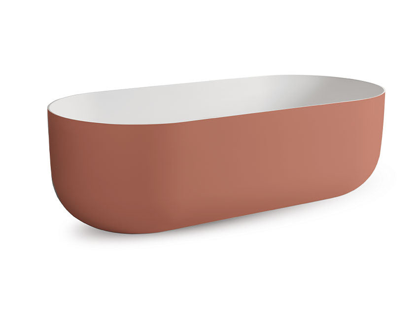JEE-O Flow vrijstaand bad mat wit buitenkant terra roze - SBM069-terra roze