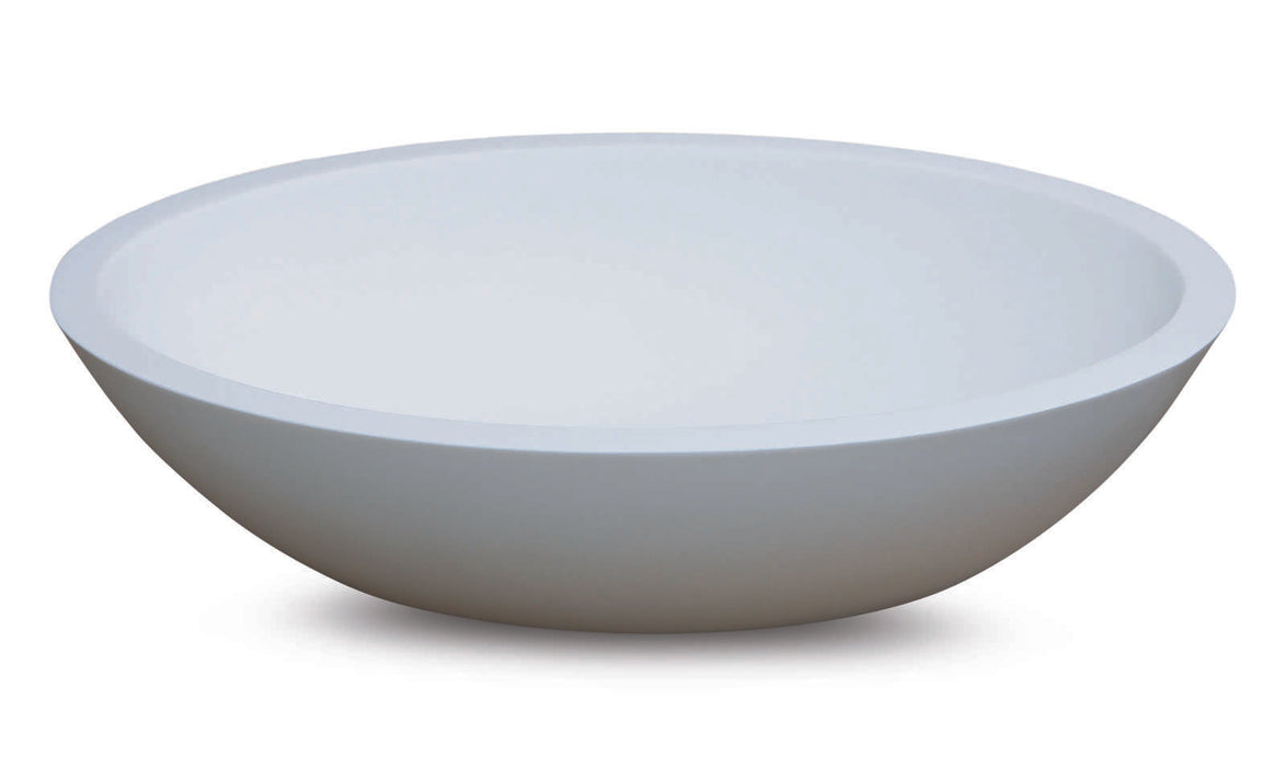 Luca Sanitair opzetwastafel ovaal 57,5x40x14,5h van solid surface - mat wit - LUVA1302M