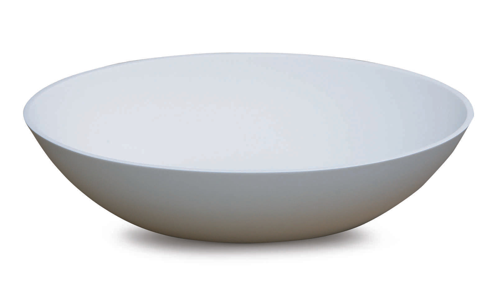 Luca Sanitair opzetwastafel ovaal 57x40,5x14,2h rand dikte 8mm van solid surface - mat wit - LUVA1322M