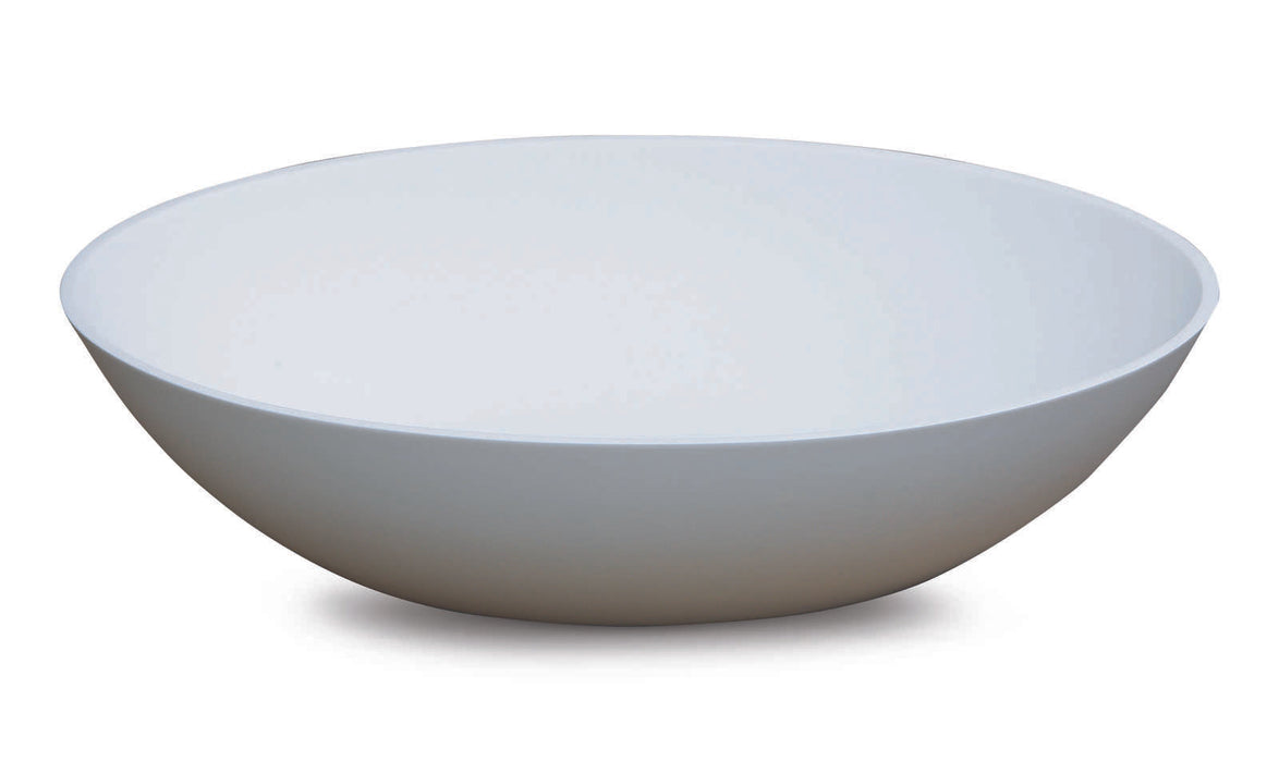 Luca Sanitair opzetwastafel ovaal 57x40,5x14,2h rand dikte 8mm van solid surface - mat wit - LUVA1322M