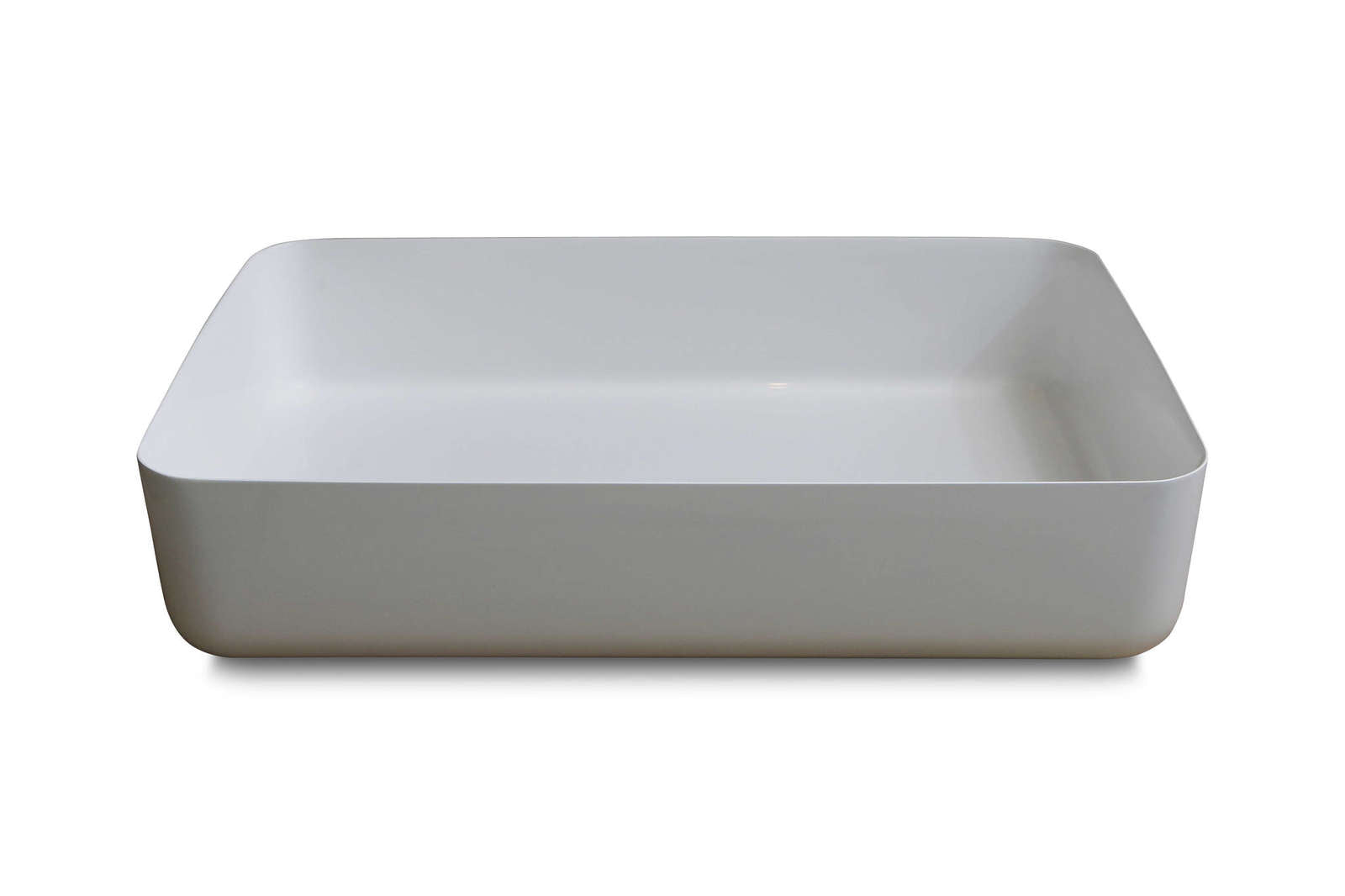 Luca Sanitair opzetwastafel rechthoekig 60x40x13,5h met dunne rand van solid surface - mat wit - LUVA1360M