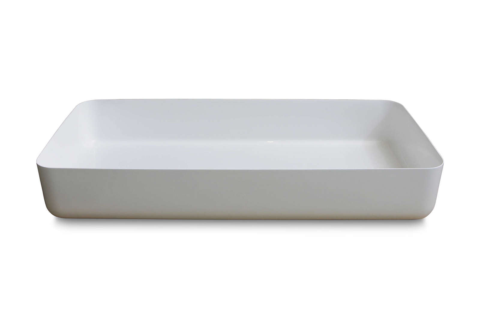 Luca Sanitair opzetwastafel rechthoekig 80x40x13,5h met dunne rand van mineral stone - wit glans - LUVA1380