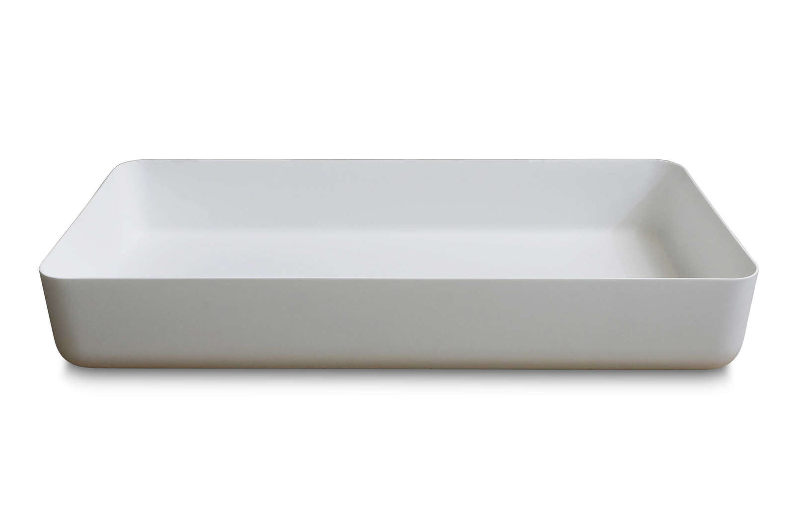 Luca Sanitair opzetwastafel rechthoekig 80x40x13,5h met dunne rand van solid surface - mat wit - LUVA1380M
