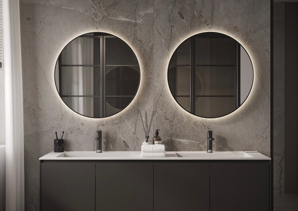 Martens Design Toronto spiegel 60 cm - LED verlichting rondom - Mat Zwart - TOR600