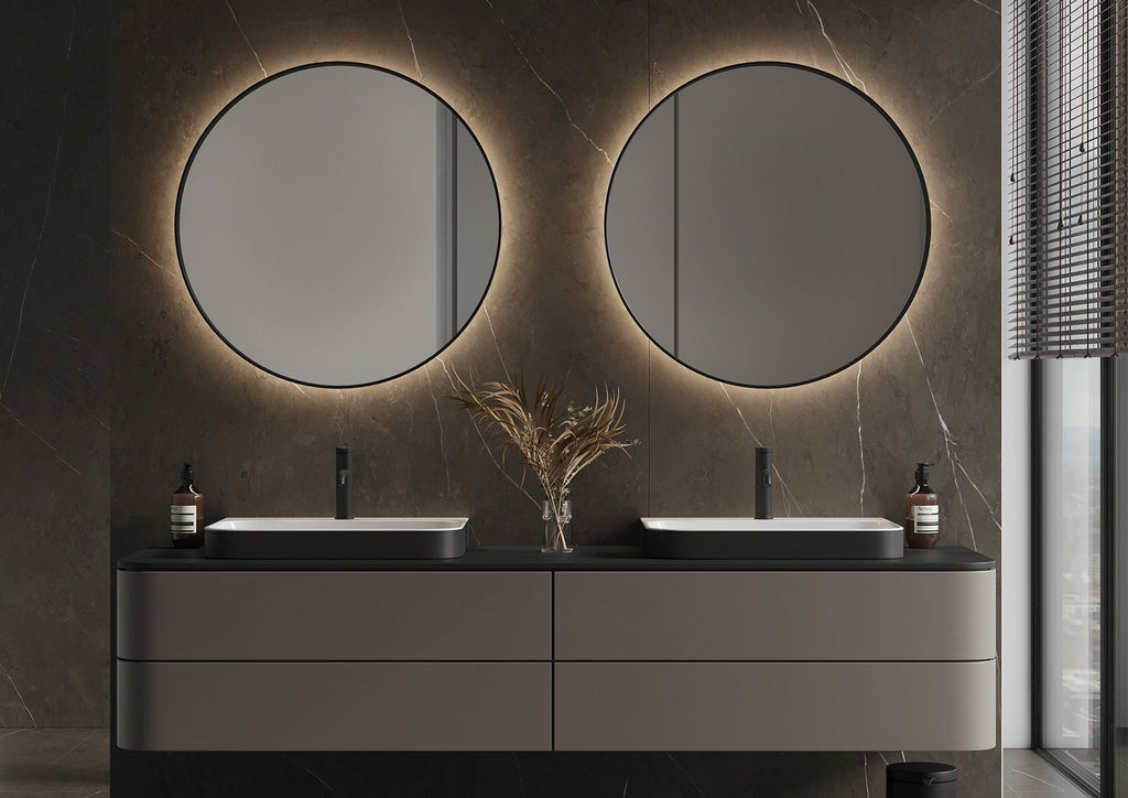 Martens Design Toronto spiegel 80 cm - LED verlichting rondom - Mat Zwart - TOR800