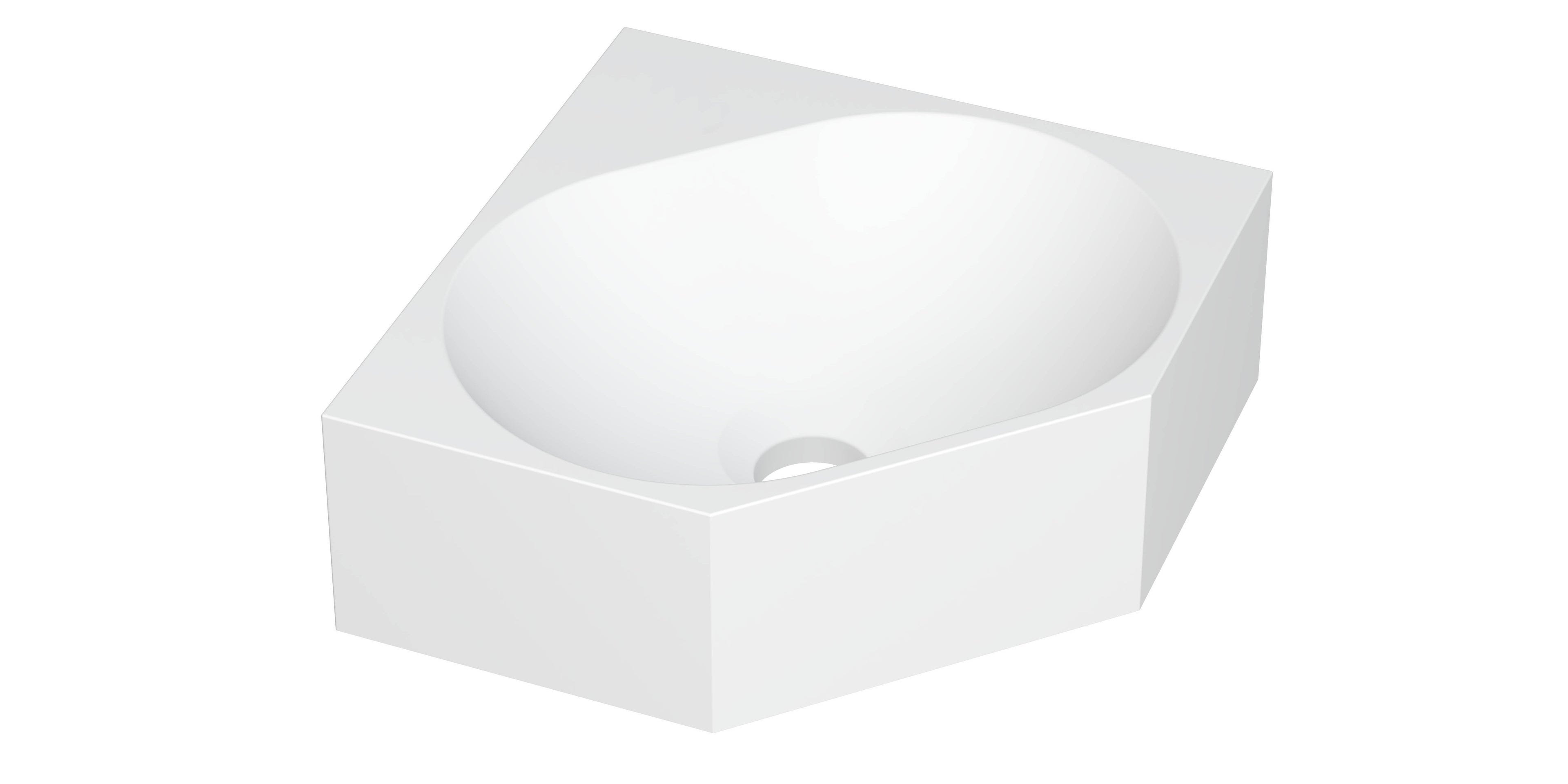 Ink Matrix hoekfontein 27x27cm polystone - zonder kraangat - mat wit