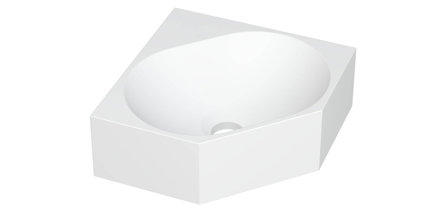 Ink Matrix hoekfontein 27x27cm polystone - zonder kraangat - mat wit