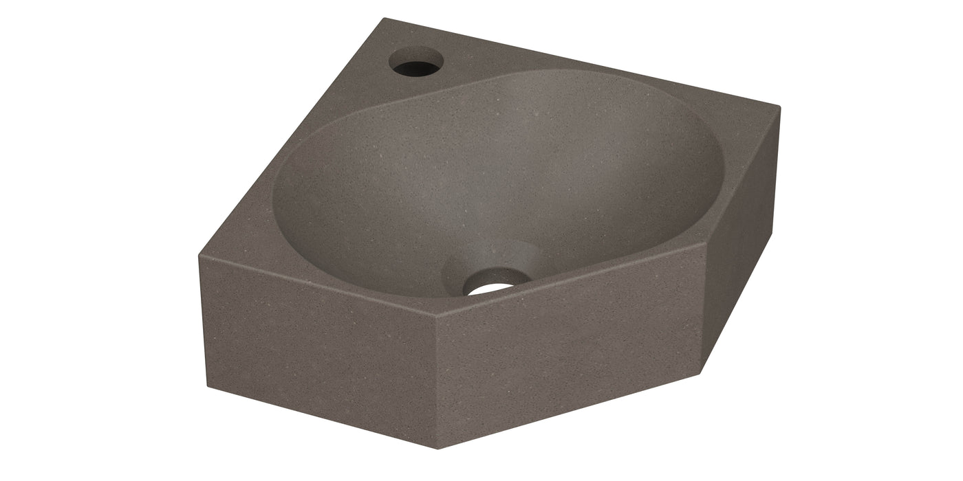 Ink Matrix hoekfontein 27x27cm quartz - met kraangat - beton