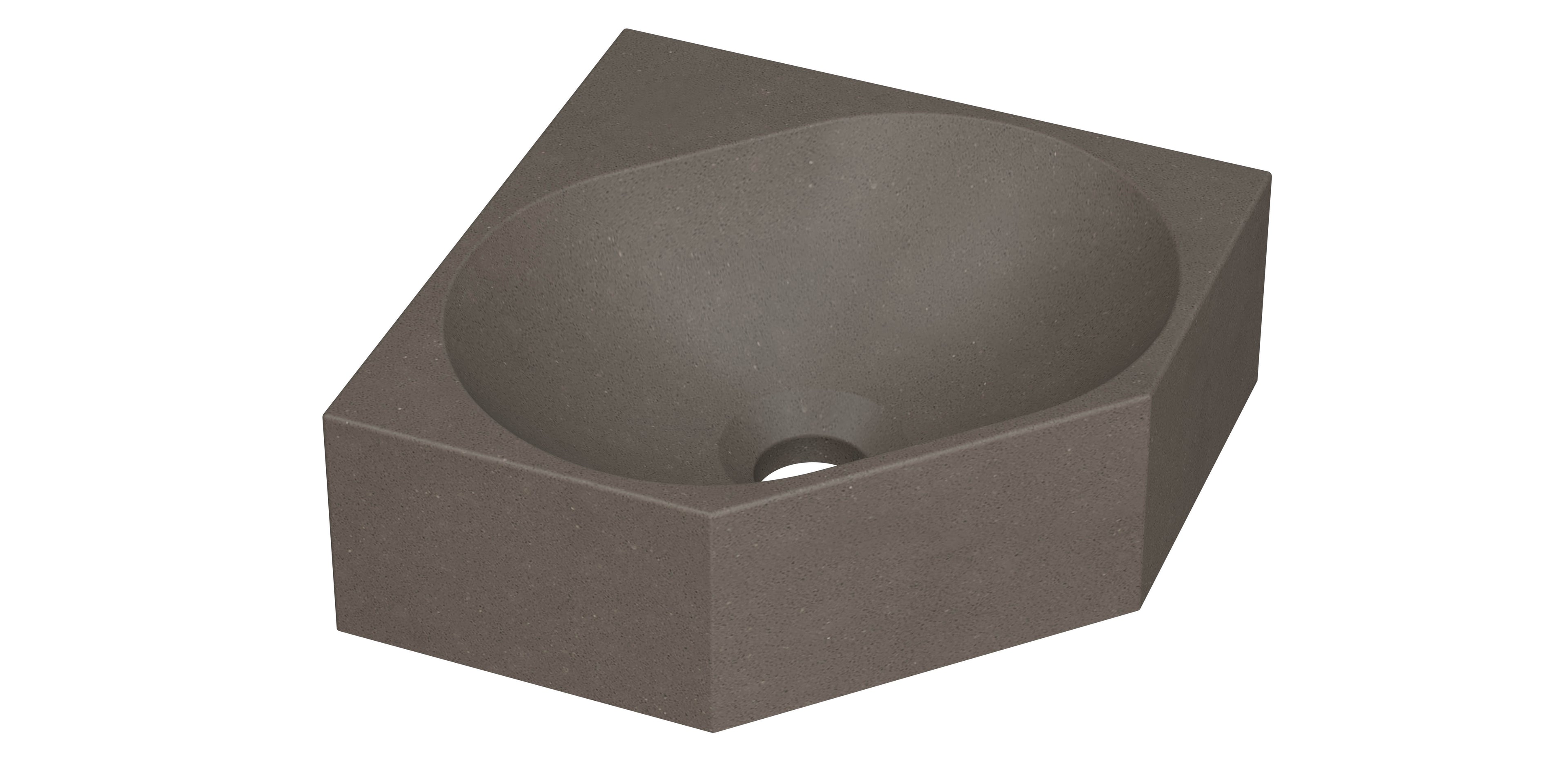 Ink Matrix hoekfontein 27x27cm quartz - zonder kraangat - beton