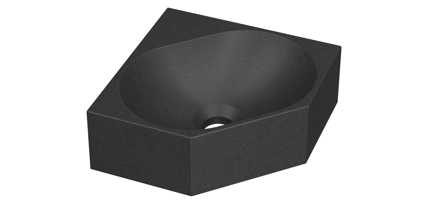 Ink Matrix hoekfontein 27x27cm quartz - zonder kraangat - zwart