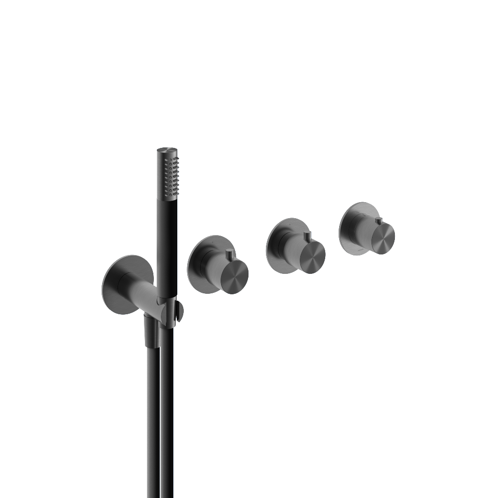 Hotbath Archie AR7171EXT afbouwdeel - inbouw bad/douche thermostaat 2 stopkranen zonder uitloop - RVS316 - Geborsteld Gunmetal PVD