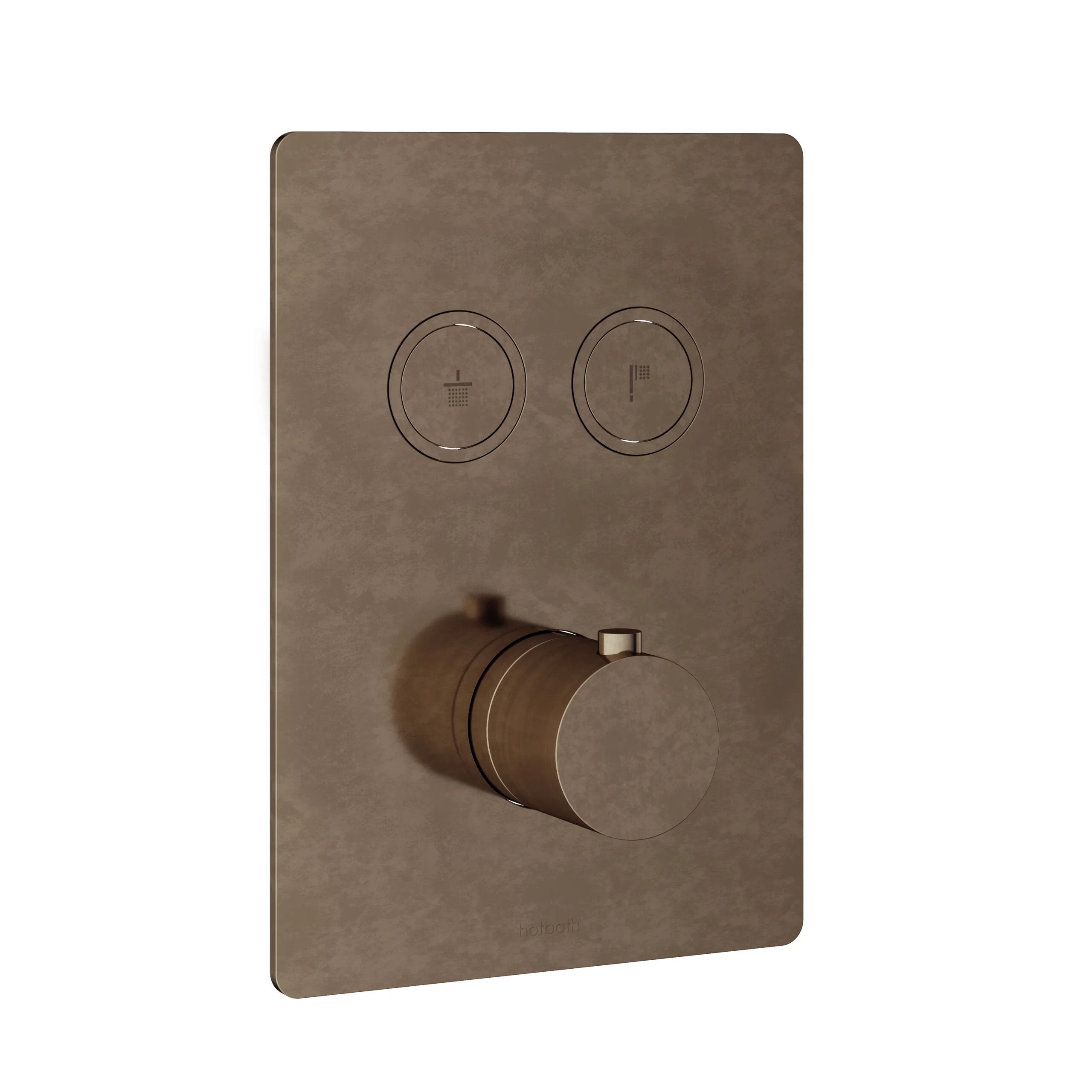 Hotbath Cobber PB009QEXT afbouwdeel voor inbouw thermostaat met 2 pushbuttons - Verouderd Messing