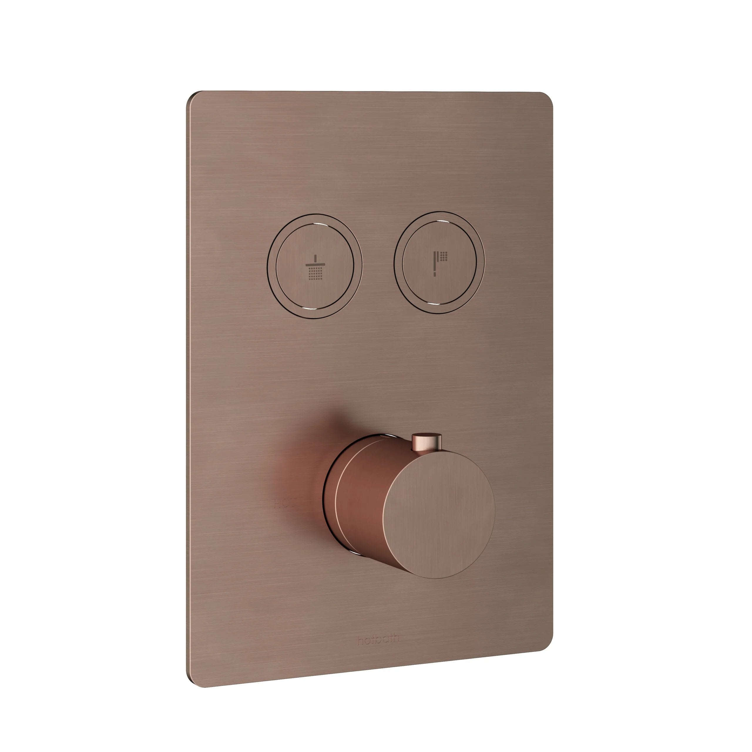 Hotbath Cobber PB009QEXT afbouwdeel voor inbouw thermostaat met 2 pushbuttons - Geborsteld Koper PVD