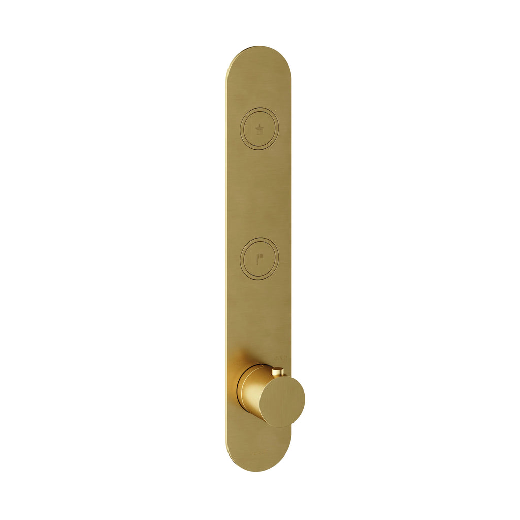 Hotbath Cobber PB066EXT afbouwdeel voor inbouw thermostaat met 2 pushbuttons - Geborsteld Messing PVD