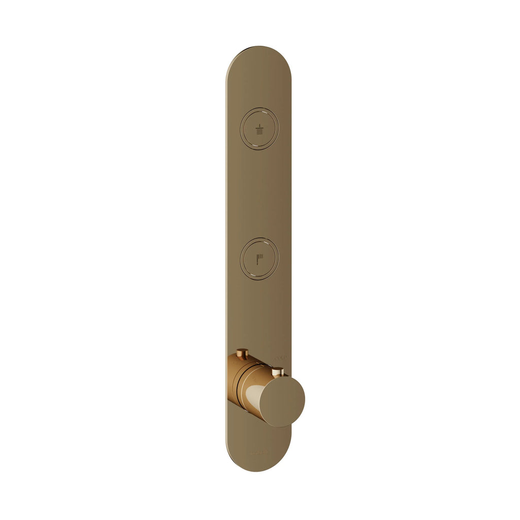 Hotbath Cobber PB066EXT afbouwdeel voor inbouw thermostaat met 2 pushbuttons - Geborsteld Messing PVD