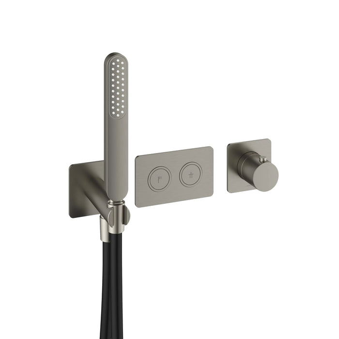 Hotbath Gal PB7071EXTGN afbouwdeel - inbouwthermostaat met 2 pushbuttons - Geborsteld Nikkel