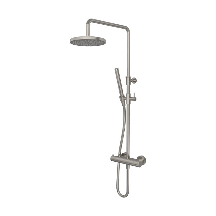 Hotbath Buddy SDS1 opbouw regendoucheset - staafhanddouche - 20cm hoofddouche - Geborsteld Nikkel