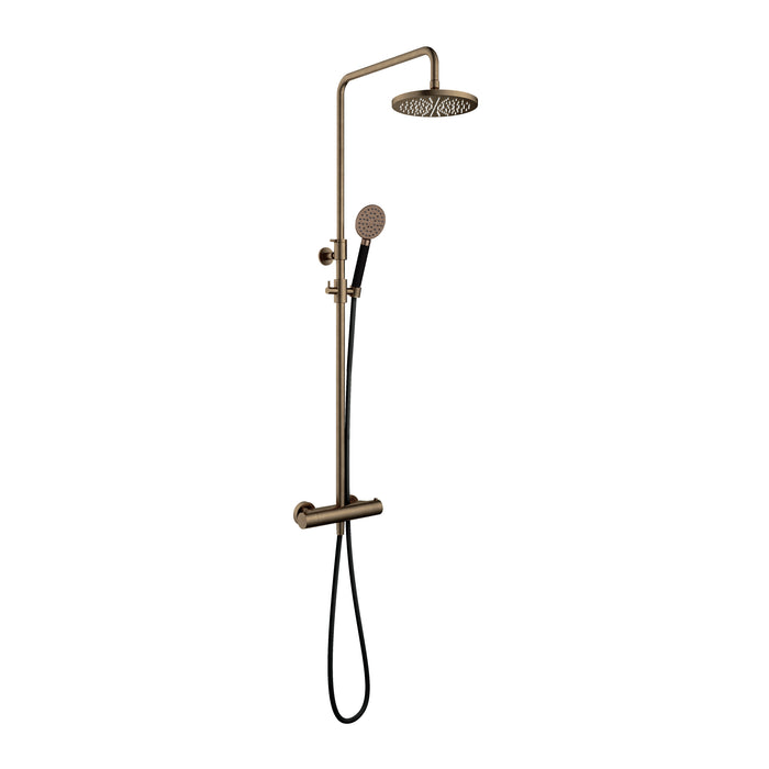 Hotbath Cobber SDS9 thermostatische stortdoucheset - ronde handdouche - 25cm hoofddouche - Verouderd Messing