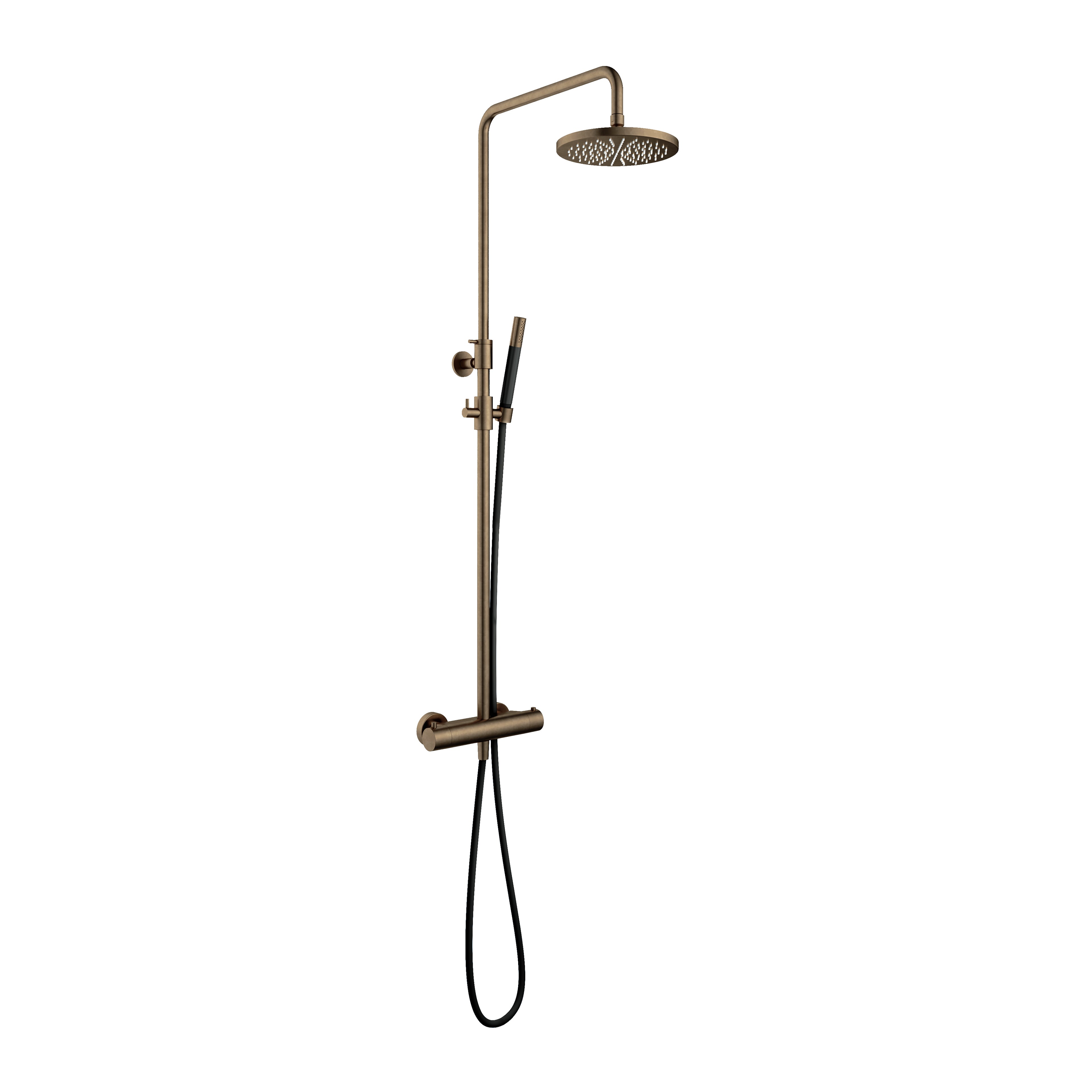 Hotbath Cobber SDS9 thermostatische stortdoucheset - staafhanddouche - 30cm hoofddouche - Verouderd Messing
