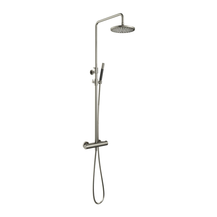 Hotbath Cobber SDS9 thermostatische stortdoucheset - staafhanddouche - 20cm hoofddouche - Geborsteld Nikkel
