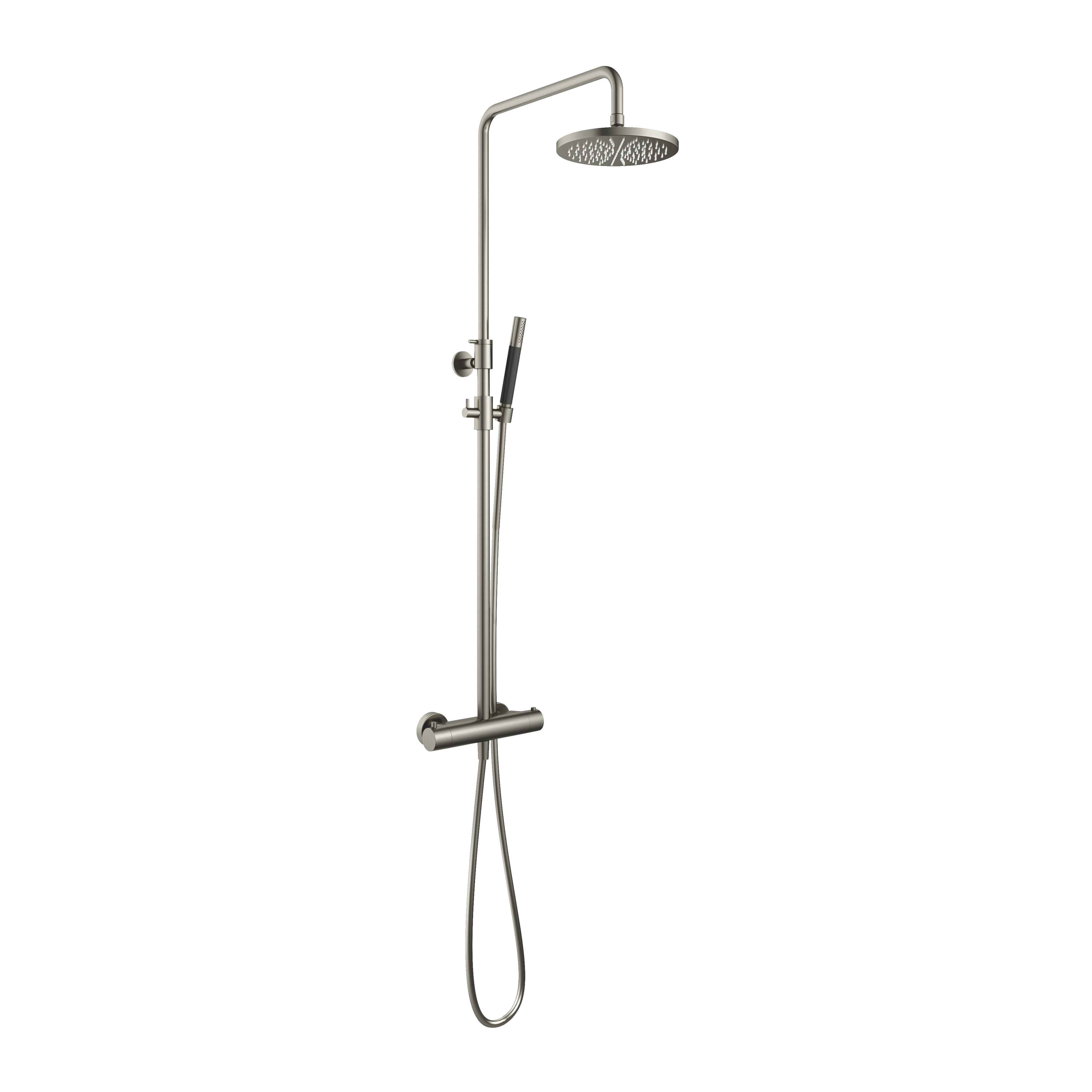 Hotbath Cobber SDS9 thermostatische stortdoucheset - staafhanddouche - 25cm hoofddouche - Geborsteld Nikkel