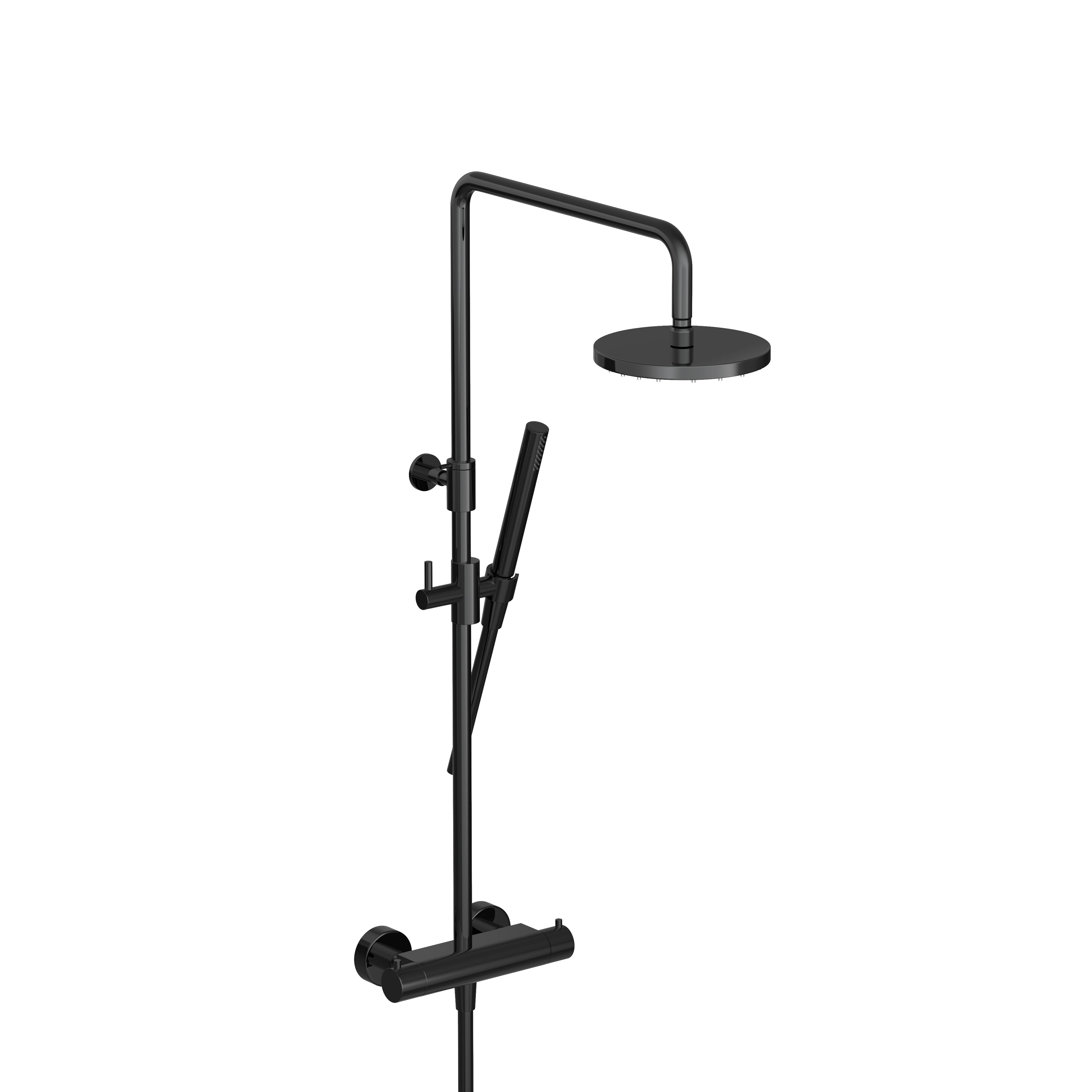 Hotbath Cobber SDS9 thermostatische stortdoucheset - ronde handdouche - 30cm hoofddouche - Gepolijst Zwart PVD