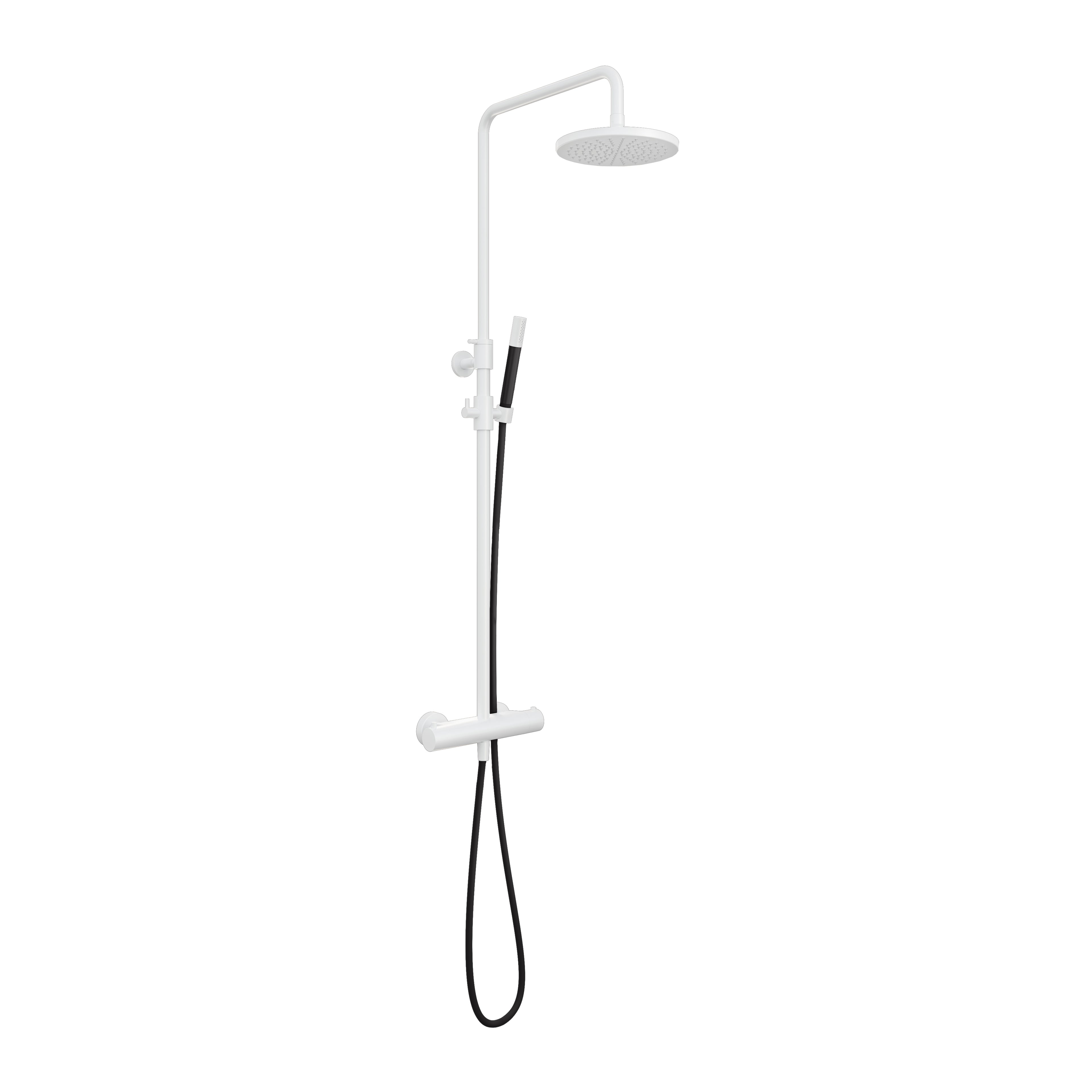Hotbath Cobber SDS9 thermostatische stortdoucheset - ronde handdouche - 30cm hoofddouche - Mat Wit