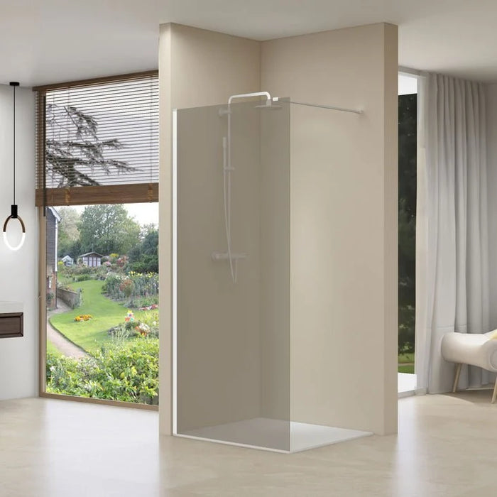 Van Rijn inloopdouche 120cm rookglas - wit -  ST01WT120MGR